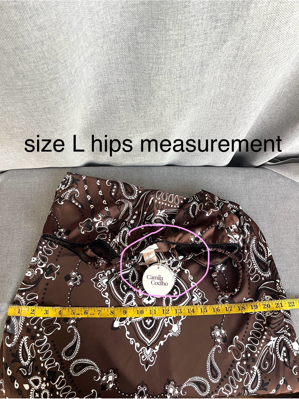 Camila Coelho Revolve Satin Paisley SpaghettiStraps Maxi dress brown white L - Picture 15 of 16